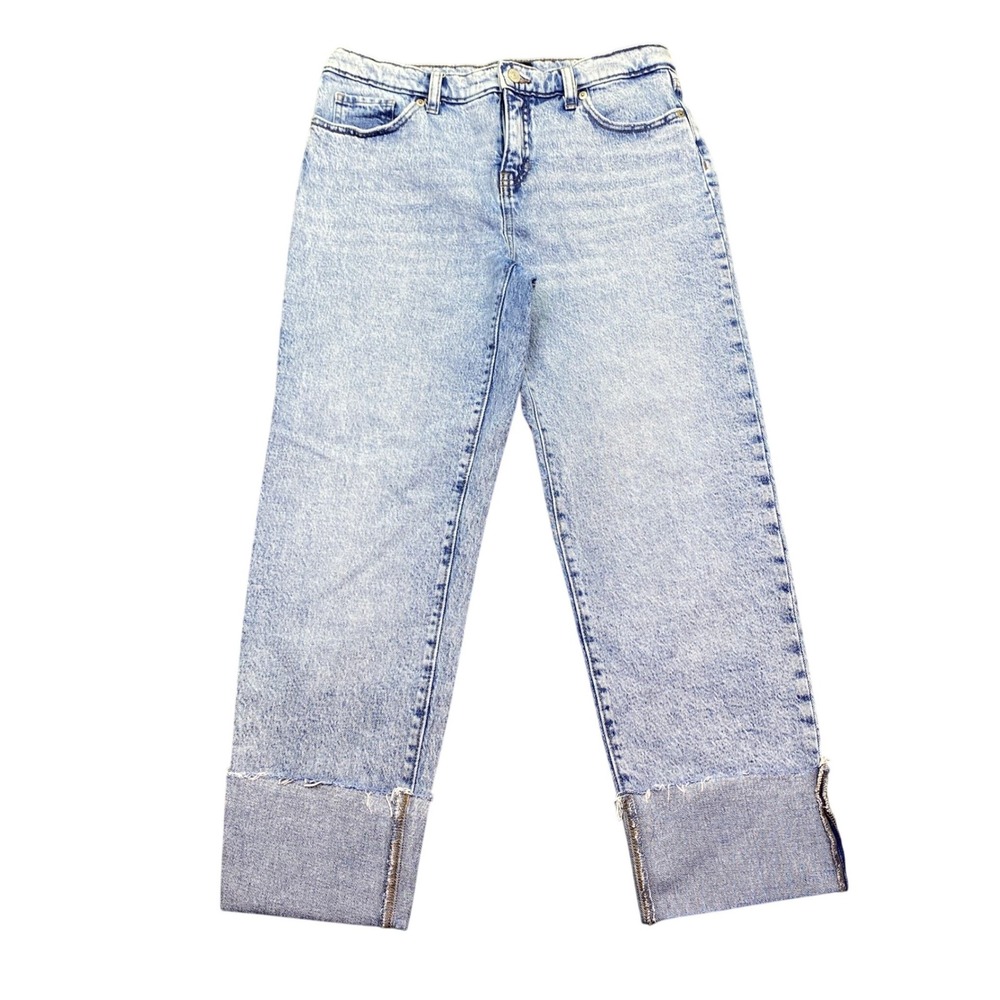 Banana Republic Slouch Jean Light Acid Wash Petite 28/6 High Rise Cuffed Denim